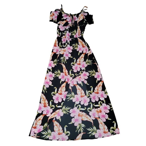 Mimi Chica Loves You Spaghetti Strap Ruffle Tropical Floral Dress Hi Low Small S - Picture 6 of 12